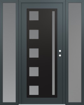 Diamond C3 64" x 80" anthracite/anthracite frosted Glass Panel black LHI with 2 Sidelites frosted Glass