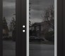 Modern Steel Front Door Diamond C1 50" x 80" black/black mirrored Glass Panel stainless steel RHI with Sidelite mirrored Glass