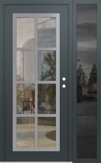 Diamond C16 50" x 80" anthracite/anthracite clear Glass Panel stainless steel LHI with Sidelite mirrored Glass