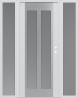 Diamond C14 68" x 80" white/white frosted Glass Panel stainless steel LHI with 2 Sidelites frosted Glass