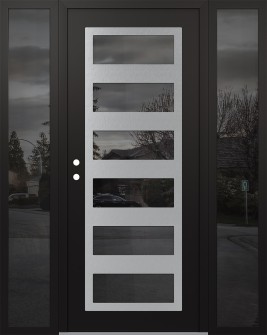 Diamond C9 68" x 80" black/black mirrored Glass Panel stainless steel RHI with 2 Sidelites mirrored Glass