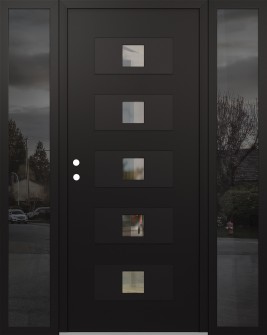 Diamond D8 60" x 80" black/black clear Glass Panel black RHI with 2 Sidelites mirrored Glass