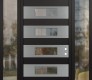 Modern Steel Front Door Diamond D5 68" x 96" black/black clear Glass Panel stainless steel LHI with 2 Sidelites and Transom clear Glass