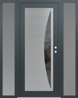 Diamond C13 64" x 80" anthracite/anthracite mirrored Glass Panel stainless steel LHI with 2 Sidelites frosted Glass
