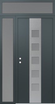 DIAMOND A13 50" X 96" ANTHRACITE/ANTHRACITE FROSTED GLASS PANEL STAINLESS STEEL RHI WITH SIDELITE AND TRANSOM FROSTED GLASS