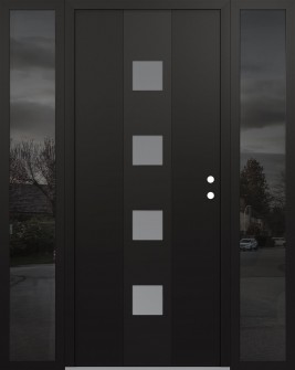 DIAMOND A12 60" X 80" BLACK/WHITE FROSTED GLASS PANEL BLACK LHI WITH 2 SIDELITES MIRRORED GLASS