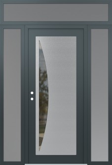 Diamond C13 60" x 96" anthracite/anthracite clear Glass Panel stainless steel RHI with 2 Sidelites and Transom frosted Glass