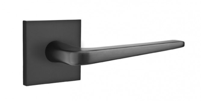 EMTEK ATHENA LEVER WITH SQUARE ROSETTE PASSAGE LH FLAT BLACK (US19) 5110