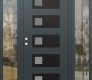 Modern Steel Front Door Diamond D2 64" x 80" anthracite/anthracite frosted Glass Panel black RHI with 2 Sidelites clear Glass