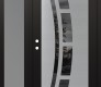 Modern Steel Front Door Diamond C12 48" x 80" black/black mirrored Glass Panel stainless steel RHI with Sidelite frosted Glass