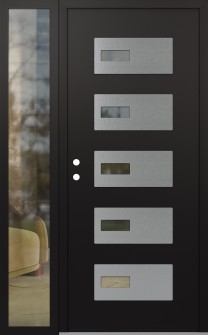 Diamond D7 52" x 80" black/black clear Glass Panel stainless steel RHI with Sidelite clear Glass