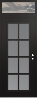 Diamond C16 36" x 96" black/white frosted Glass Panel black LHI with Transom clear Glass