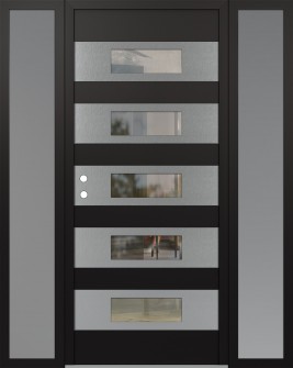 Diamond D5 68" x 80" black/black clear Glass Panel stainless steel RHI with 2 Sidelites frosted Glass