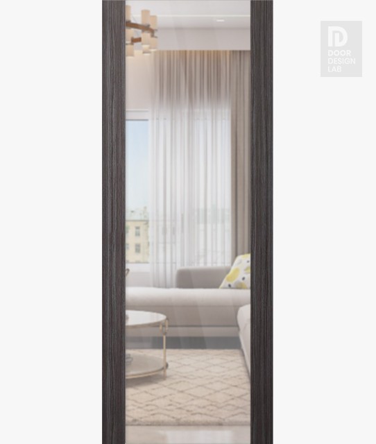 Modern Interior DOOR SLAB PALLADIO 202 CLEAR VETRO GRAY OAK 28" X 80" X 1 9/16" TEMPERED CLEAR GLASS