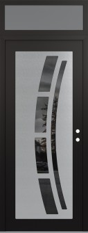 Diamond C12 36" x 96" black/black mirrored Glass Panel stainless steel LHI with Transom frosted Glass