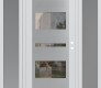 Modern Steel Front Door Diamond C10 60" x 80" white/white clear Glass Panel stainless steel LHI with 2 Sidelites frosted Glass
