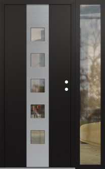 DIAMOND A13 52" X 80" BLACK/BLACK CLEAR GLASS PANEL STAINLESS STEEL LHI WITH SIDELITE CLEAR GLASS