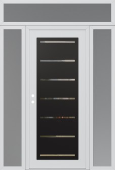 Diamond C11 68" x 96" white/white clear Glass Panel black RHI with 2 Sidelites and Transom frosted Glass