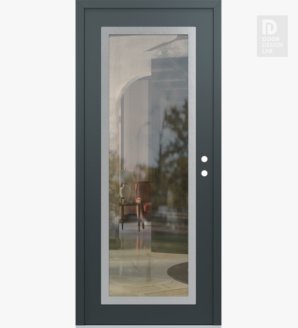 Modern Steel Front Door Diamond C1 36" x 80" anthracite/anthracite clear Glass Panel stainless steel LHI
