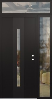 DIAMOND A2 52" X 96" BLACK/BLACK CLEAR GLASS PANEL BLACK LHI WITH SIDELITE AND TRANSOM CLEAR GLASS