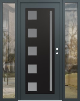 Diamond C3 60" x 80" anthracite/anthracite frosted Glass Panel black LHI with 2 Sidelites clear Glass