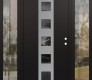 Modern Steel Front Door DIAMOND A13 64" X 80" BLACK/BLACK MIRRORED GLASS PANEL STAINLESS STEEL LHI WITH 2 SIDELITES CLEAR GLASS