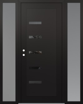 Diamond C8 60" x 80" black/black mirrored Glass Panel black RHI with 2 Sidelites frosted Glass