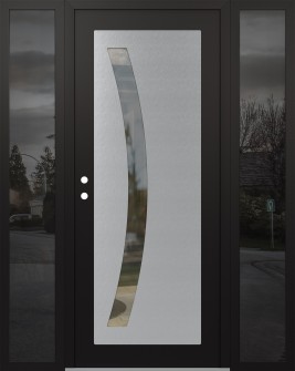 Diamond C4 64" x 80" black/black clear Glass Panel stainless steel RHI with 2 Sidelites mirrored Glass