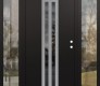 Modern Steel Front Door DIAMOND A8 68" X 80" BLACK/BLACK MIRRORED GLASS PANEL STAINLESS STEEL LHI WITH 2 SIDELITES CLEAR GLASS
