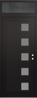 Diamond C5 36" x 96" black/white frosted Glass Panel black LHI with Transom mirrored Glass