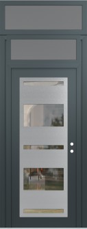 Diamond C10 36" x 96" anthracite/anthracite clear Glass Panel stainless steel LHI with Transom frosted Glass