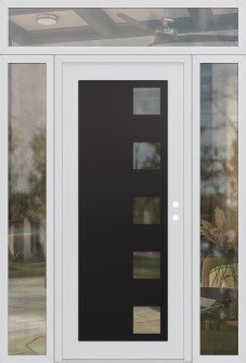 Diamond C5 60" x 96" white/white clear Glass Panel black LHI with 2 Sidelites and Transom clear Glass