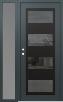 Diamond C2 50" x 80" anthracite/anthracite mirrored Glass Panel black RHI with Sidelite frosted Glass