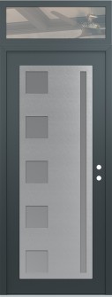 Diamond C3 36" x 96" anthracite/anthracite frosted Glass Panel stainless steel LHI with Transom clear Glass