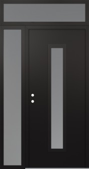 DIAMOND A11 48" X 96" BLACK/WHITE FROSTED GLASS PANEL BLACK RHI WITH SIDELITE AND TRANSOM FROSTED GLASS