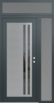 Diamond C6 52" x 96" anthracite/anthracite mirrored Glass Panel stainless steel LHI with Sidelite and Transom frosted Glass