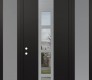 DIAMOND A10 60" X 96" BLACK/BLACK CLEAR GLASS PANEL STAINLESS STEEL LHI WITH 2 SIDELITES AND TRANSOM FROSTED GLASS