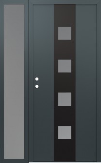 DIAMOND A12 52" X 80" ANTHRACITE/ANTHRACITE FROSTED GLASS PANEL BLACK RHI WITH SIDELITE FROSTED GLASS