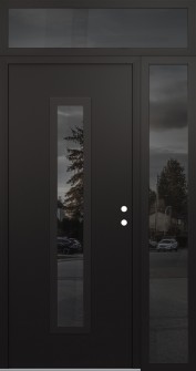 DIAMOND A11 50" X 96" BLACK/BLACK MIRRORED GLASS PANEL BLACK LHI WITH SIDELITE AND TRANSOM MIRRORED GLASS