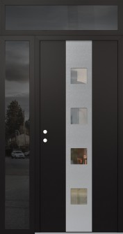 DIAMOND A12 50" X 96" BLACK/BLACK CLEAR GLASS PANEL STAINLESS STEEL RHI WITH SIDELITE AND TRANSOM MIRRORED GLASS