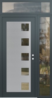Diamond C5 48" x 96" anthracite/anthracite clear Glass Panel stainless steel LHI with Sidelite and Transom clear Glass