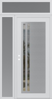 Diamond C6 52" x 96" white/white clear Glass Panel stainless steel RHI with Sidelite and Transom frosted Glass