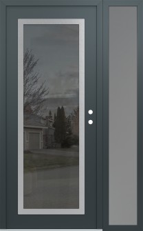 Diamond C1 50" x 80" anthracite/anthracite mirrored Glass Panel stainless steel LHI with Sidelite frosted Glass