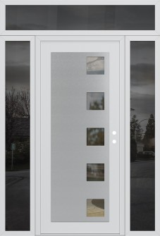 Diamond C5 60" x 96" white/white clear Glass Panel stainless steel LHI with 2 Sidelites and Transom mirrored Glass