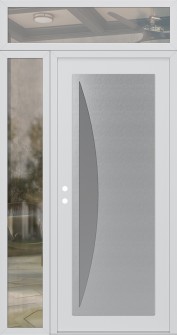 Diamond C13 48" x 96" white/white frosted Glass Panel stainless steel RHI with Sidelite and Transom clear Glass