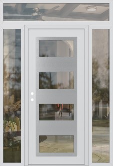 Diamond C2 68" x 96" white/white clear Glass Panel stainless steel RHI with 2 Sidelites and Transom clear Glass