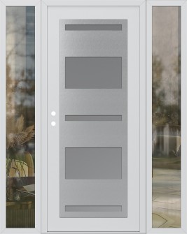 Diamond C10 68" x 80" white/white frosted Glass Panel stainless steel RHI with 2 Sidelites clear Glass