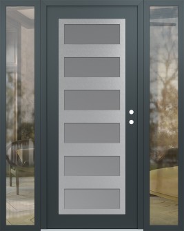 Diamond C9 60" x 80" anthracite/anthracite frosted Glass Panel stainless steel LHI with 2 Sidelites clear Glass