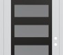 Modern Steel Front Door Diamond C9 36" x 96" white/white frosted Glass Panel black LHI with Transom frosted Glass