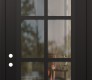 Modern Steel Front Door Diamond C16 36" x 96" black/black clear Glass Panel black RHI with Transom clear Glass